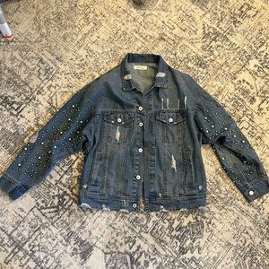 Pearl studded denim jacket